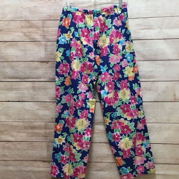 LAUREN RALPH LAUREN TWO PIECE PAJAMA SET IN BLUE FLORAL PRINT - Picture 6 of 12